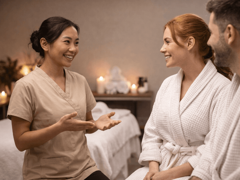 Masseuse providing a spa treatment